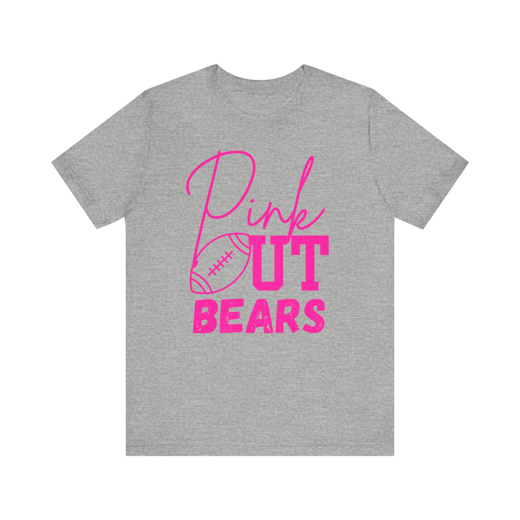 Pink Out Bears Unisex Tee, Support Breast Cancer Awareness, Football Game Shirt, Gift for Sports Fans, Team Spirit Apparel