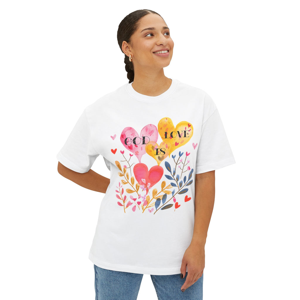 God Is Love Heart Floral Tee — Christian Valentine's Day Shirt