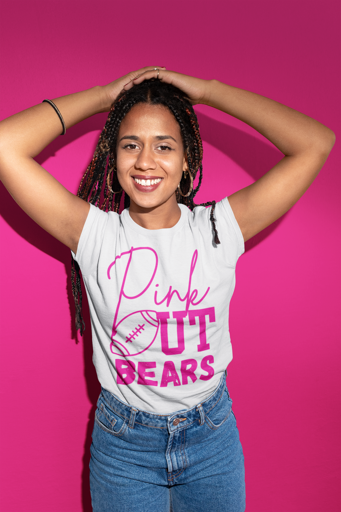 Pink Out Bears Unisex Tee, Support Breast Cancer Awareness, Football Game Shirt, Gift for Sports Fans, Team Spirit Apparel