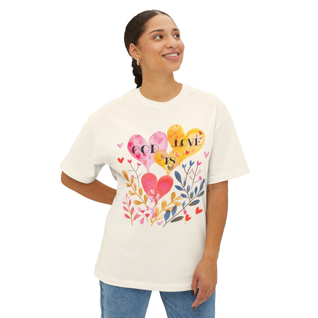 God Is Love Heart Floral Tee — Christian Valentine's Day Shirt